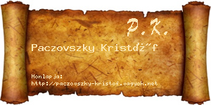 Paczovszky Kristóf névjegykártya